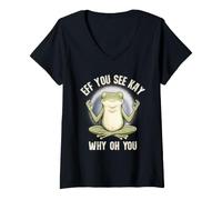 Donna Eff You See Kay Why Oh You Zen Meditating Frog Funny Maglietta con Collo a V