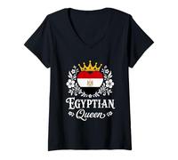 Donna Egyptian Queen Egypt Flag Proud Egyptian Woman Maglietta con Collo a V