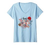 Donna EHI, Fan dei Giocatori di Baseball Batter Batter Swing Maglietta con Collo a V