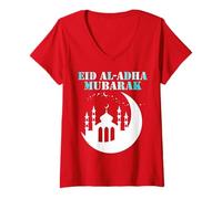 Donna Eid al Adha Mubarak 2026 Happy Eid for Muslims - Eid Mubarak Maglietta con Collo a V