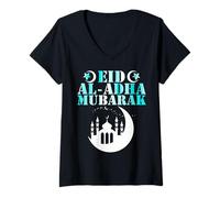 Donna Eid al Adha Mubarak 2026 Happy Eid for Muslims - Eid Mubarak Maglietta con Collo a V