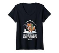 Donna Eigentlich Will ICH Nur Kaiserschmarrn Essen Hiking Fox Maglietta con Collo a V