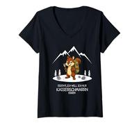 Donna Eigentlich Will ICH Nur Kaiserschmarrn Essen Hiking Squirrel Maglietta con Collo a V