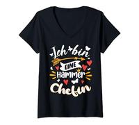 Donna Eine Hammer Chefin Beste Chefin Geschenk Abschied Lustig Maglietta con Collo a V
