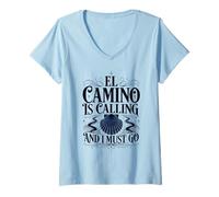 Donna El Camino Chiama Dark Pilgrim Shell Elegante Errore di Maglietta con Collo a V