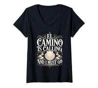 Donna El Camino Mi Sta chiamando e Devo Andare Vintage Shell Quote Maglietta con Collo a V