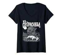 Donna El Chupacabra America Latina Vampiri Mostro Folklore Mistico Maglietta con Collo a V