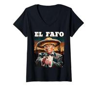 Donna El FAFO Sombrero Messicano Trump FAFO Design Maglietta con Collo a V
