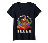 Donna El Papa De Los Pollito Funny Mexicans Dad Father's Day Maglietta con Collo a V