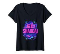 Donna El Shaddai Genesi 17:1 Layered Text Christian Maglietta con Collo a V