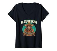 Donna El Squatcho - Amante del Campeggio Bigfoot Sasquatch Maglietta con Collo a V