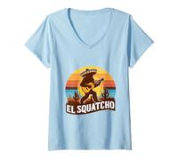 Donna El Squatcho Bigfoot Funny Sasquatch Maglietta con Collo a V