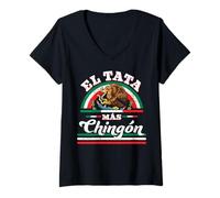 Donna El Tata Más Chingón Funny Matching Family Couples Humor Maglietta con Collo a V