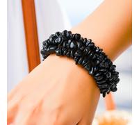 Donna Elasticizzato Chip Pietra Largo Grappolo Bracciale Gemma Onice