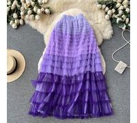 Donna Elastico Vita Gonna IN Tulle a Strati Tutu Rete Gradiente Arcobaleno