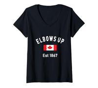 Donna Elbows Up Canada EST 1867 Il Canada Non è in Vendita Orgoglioso Maglietta con Collo a V
