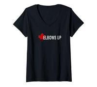 Donna Elbows Up Canada, Never 51 Bandiera del Canada, regalo divertente per uomini e donne Maglietta con Collo a V