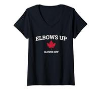 Donna Elbows Up - Guanti Canada Off Canadian Pride North Strong Maglietta con Collo a V