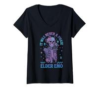 Donna Elder Emo Club Skeleton non è mai stata una fase Maglietta con Collo a V
