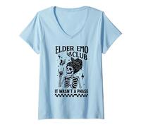 Donna Elder Emo Club Skeleton Nostalgia Non Era Una Fase Mamma Maglietta con Collo a V