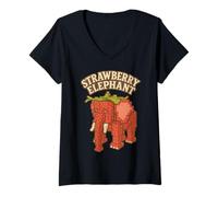 Donna Elefante Fragola Divertente Italiano Brainrot Bambini Gaming Meme Maglietta con Collo a V
