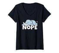 Donna Elefante Pigra Nope Not Today Pigro Pigrizia Maglietta con Collo a V