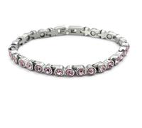 Donna Elegante Completo Bio Magnetico Tennis Sfera Bracciale Acciaio Inox Gemme