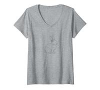 Donna Elegante Coniglietto Linea Continua con Arte FL Maglietta con Collo a V