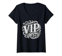 Donna Elegante Design Floreale per Ospiti VIP Maglietta con Collo a V