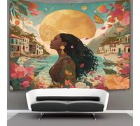 Donna elegante in piedi in un villaggio tropicale haitiano Arazzo Da Parete Arazzi Da Appendere Alla Parete Camera Da Letto Decorazioni Per La Casa 180cmx230cm