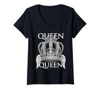 Donna Elegante Royal Crown Graphic Luxury Queen Maglietta con Collo a V