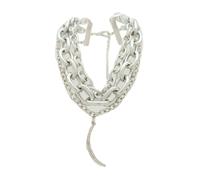 Donna Elegante Stile Metallo Argento Catena Maglie Bavaglino Moda Collana Luna