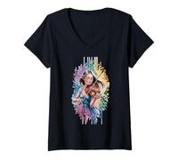 Donna Elegante violinista con sfondo floreale Maglietta con Collo a V