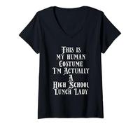 Donna Elementary Middle or High School Lunch Lady Costume Maglietta con Collo a V