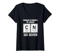 Donna Elementi Primari del Caos - Funny 67 Italian Brainrot Maglietta con Collo a V