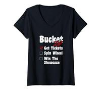 Donna Elenco dei secchi Ottieni Biglietti Vinci Game Show Lucky Contestants Maglietta con Collo a V