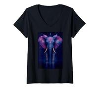 Donna Elephant Space Fantastico fan della fauna selvatica e degli animali dello zoo, amante Maglietta con Collo a V
