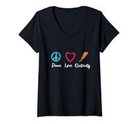 Donna Elettricista Tecnico di Potenza - Peace Love Electricity Maglietta con Collo a V