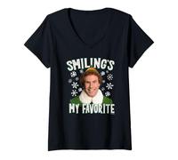 Donna Elf Merry Christmas Smiling's My Favorite Holiday Portrait Maglietta con Collo a V