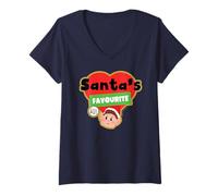 Donna Elfi Behavin 'Badly Santa's Favourite Elf Christmas Maglietta con Collo a V