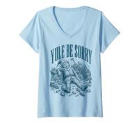 Donna Elfo di Natale Yule Be Sorry Funny Christmas Maglietta con Collo a V