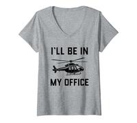 Donna Elicottero Aviatore Capitano I'll Be in My Office Flight Gift Maglietta con Collo a V