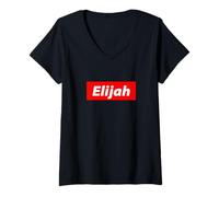 Donna Elijah NameP ersonalizzato Name Gear for Men Named Elijah Maglietta con Collo a V