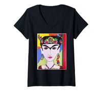 Donna Ella Espressione culturale vibrante latina Pop Art Maglietta con Collo a V