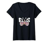 Donna Ellis Butterfly - Personalizzato Carino Nome Word Art Maglietta con Collo a V