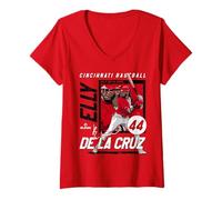 Donna Elly De La Cruz | Giocatori di Baseball di Cincinnati | MLBELY203M Maglietta con Collo a V