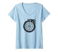 Donna Elmo del terrore di Ouroboros nordico Maglietta con Collo a V