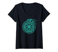 Donna Elmo del terrore di Ouroboros nordico Maglietta con Collo a V