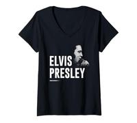 Donna Elvis Presley Il re del Rock 'N' Roll Colpo Laterale Maglietta con Collo a V