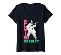 Donna Elvis Presley Official 1956 Maglietta con Collo a V